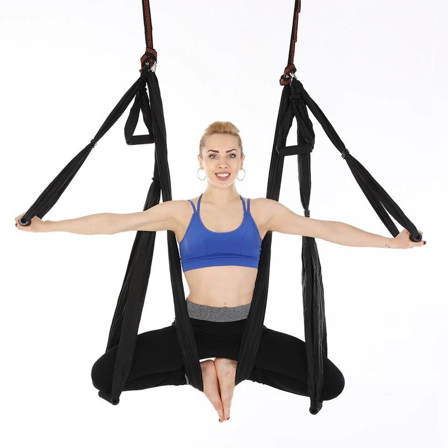 AERIAL YOGA HAMMOCK 6 HANDLES STRAP, HOME GYM HANGING BELT SWING, ANTI-GRAVITY AERIAL TRACTION DEVICE