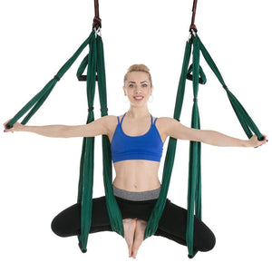 AERIAL YOGA HAMMOCK 6 HANDLES STRAP, HOME GYM HANGING BELT SWING, ANTI-GRAVITY AERIAL TRACTION DEVICE