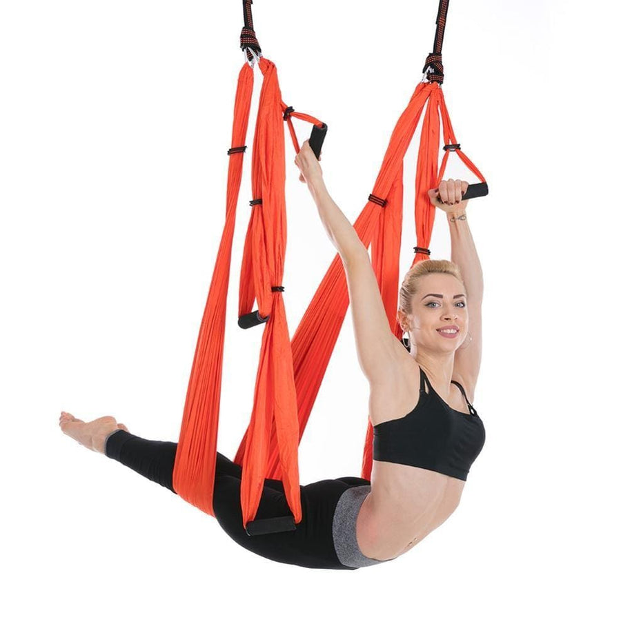 AERIAL YOGA HAMMOCK 6 HANDLES STRAP, HOME GYM HANGING BELT SWING, ANTI-GRAVITY AERIAL TRACTION DEVICE