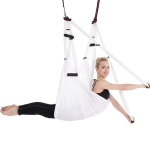 AERIAL YOGA HAMMOCK 6 HANDLES STRAP, HOME GYM HANGING BELT SWING, ANTI-GRAVITY AERIAL TRACTION DEVICE