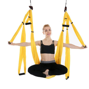 AERIAL YOGA HAMMOCK 6 HANDLES STRAP, HOME GYM HANGING BELT SWING, ANTI-GRAVITY AERIAL TRACTION DEVICE