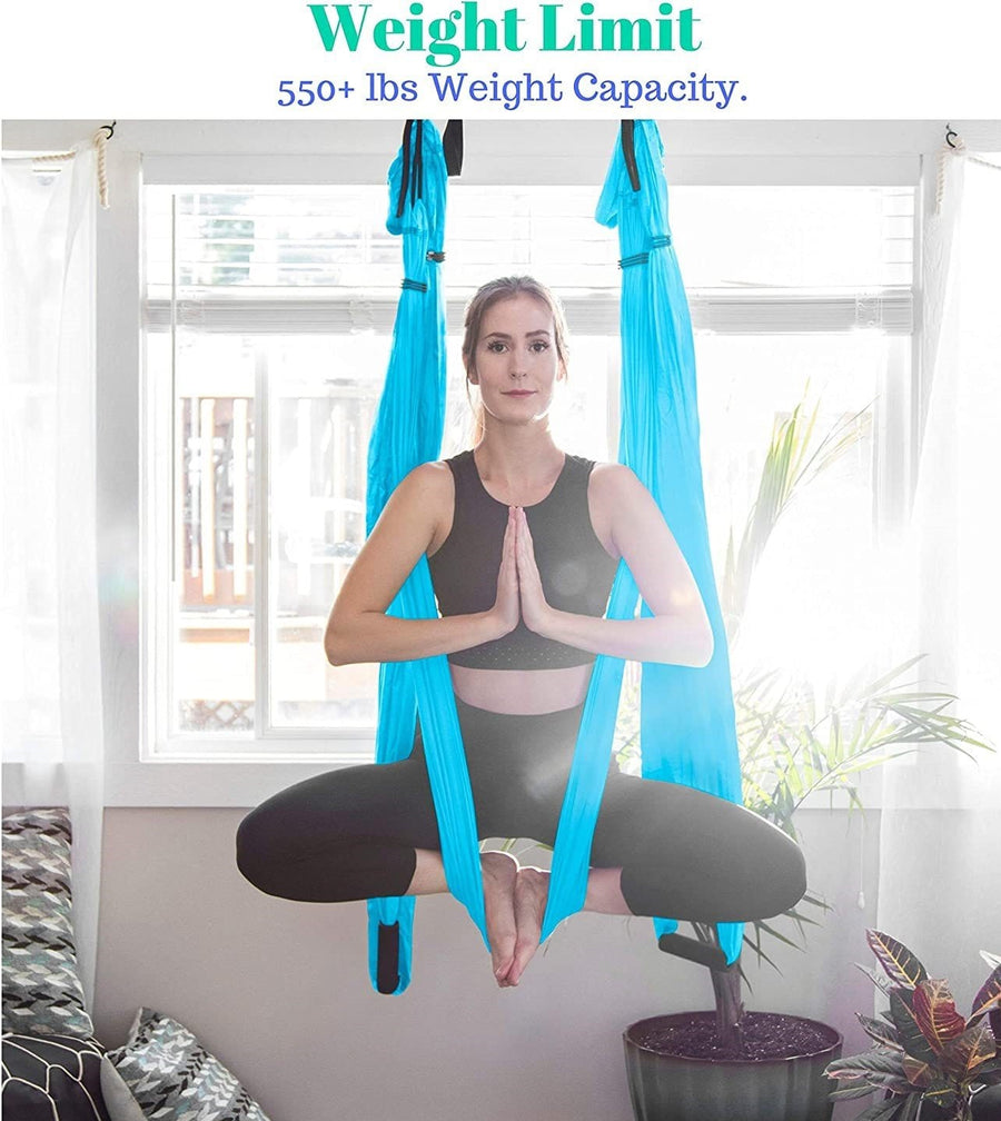 AERIAL YOGA HAMMOCK 6 HANDLES STRAP, HOME GYM HANGING BELT SWING, ANTI-GRAVITY AERIAL TRACTION DEVICE