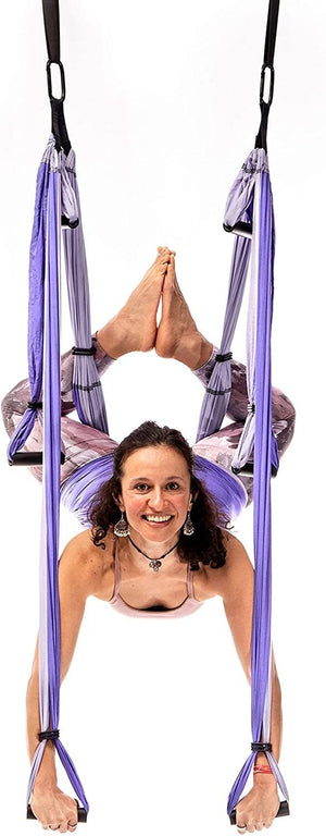 AERIAL YOGA HAMMOCK 6 HANDLES STRAP, HOME GYM HANGING BELT SWING, ANTI-GRAVITY AERIAL TRACTION DEVICE