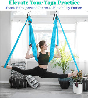 AERIAL YOGA HAMMOCK 6 HANDLES STRAP, HOME GYM HANGING BELT SWING, ANTI-GRAVITY AERIAL TRACTION DEVICE