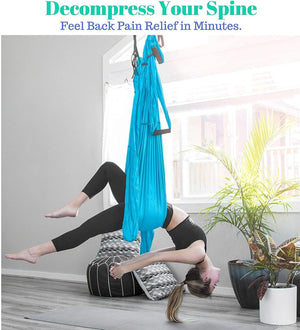 AERIAL YOGA HAMMOCK 6 HANDLES STRAP, HOME GYM HANGING BELT SWING, ANTI-GRAVITY AERIAL TRACTION DEVICE